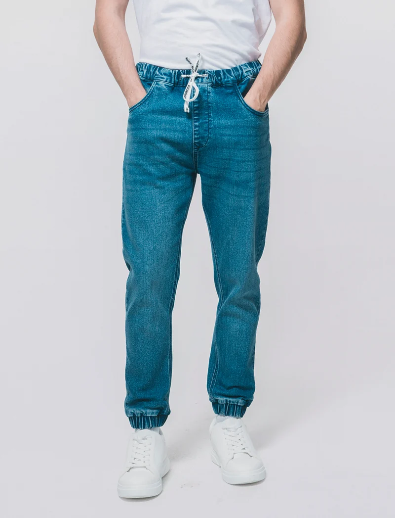 Jeans jogger con vita elasticizzata - Denim