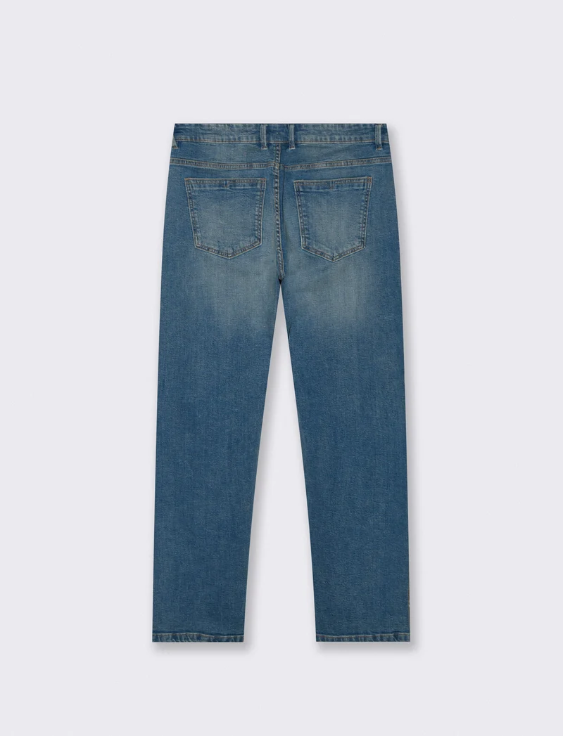 Jeans regular fit blu medio effetto slavato - Denim