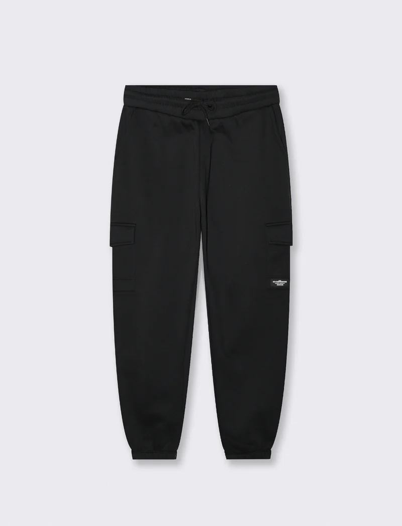 Pantaloni in felpa con tasconi laterali - Nero