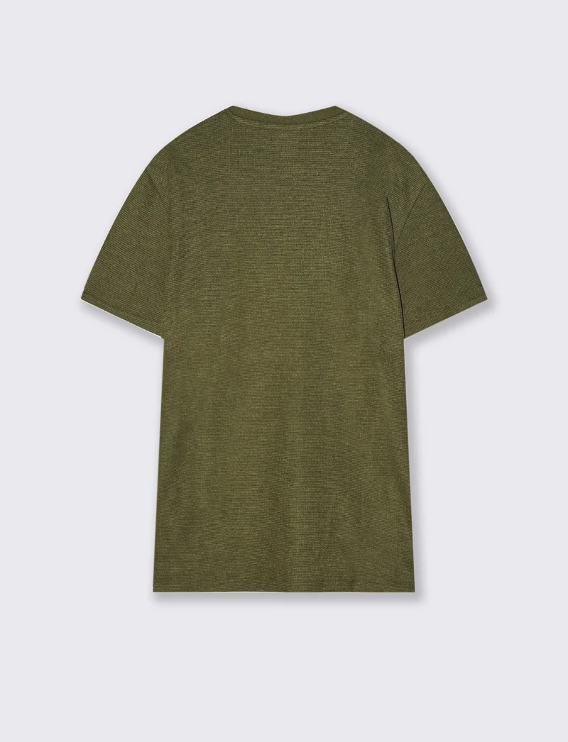T-shirt Waffle Regular Fit Maniche Corte - Verde oliva