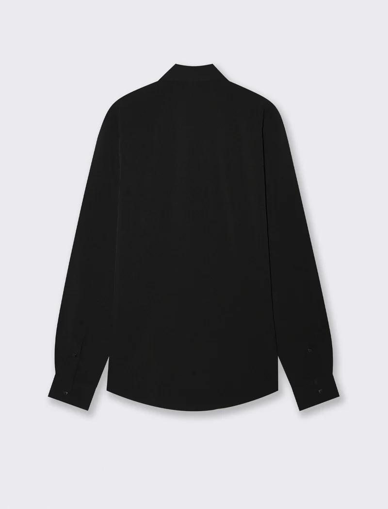 Camicia Slim Fit in Tessuto Tecnico - Nero