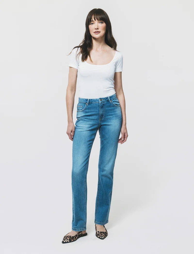 Jeans Straight Vita Media - Denim chiaro