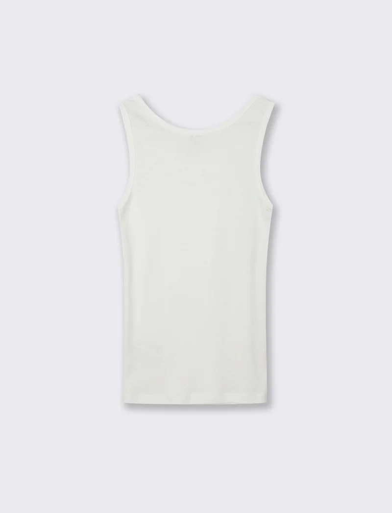 Canottiera Basica Scollo Madonna Skinny - Bianco