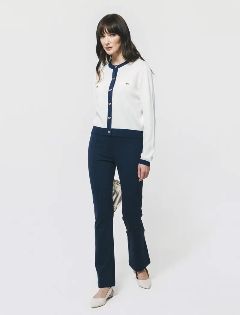 Pantalone Basico con Banda Elastica - Blu