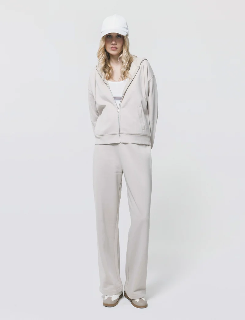 Jogger Flare con Elastico in Vita - Beige grano