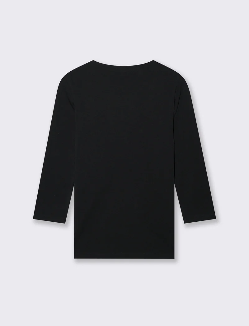 T-Shirt Manica Lunga Girocollo Skinny - Nero