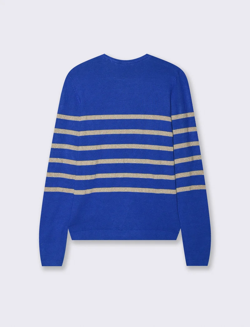 Maglia Manica Lunga Girocollo con Bottoni - Blu royal