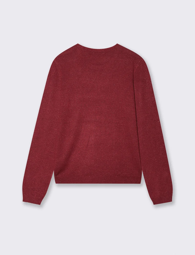 Maglia manica lunga effetto metallo - Rosso india