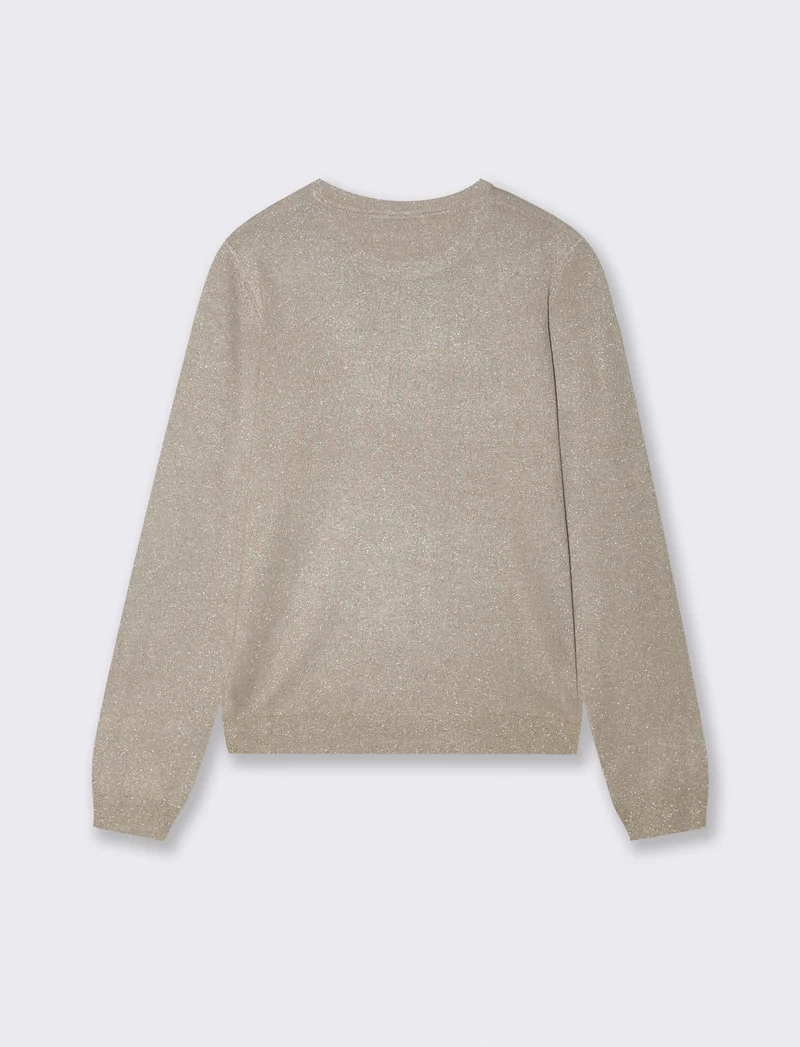 Maglia manica lunga effetto metallo - Beige grano