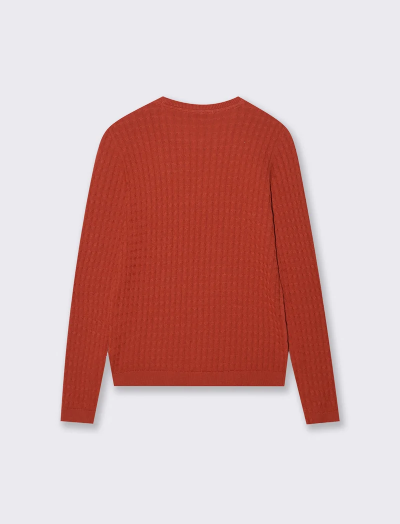 Maglia Girocollo a Treccia - Ruggine