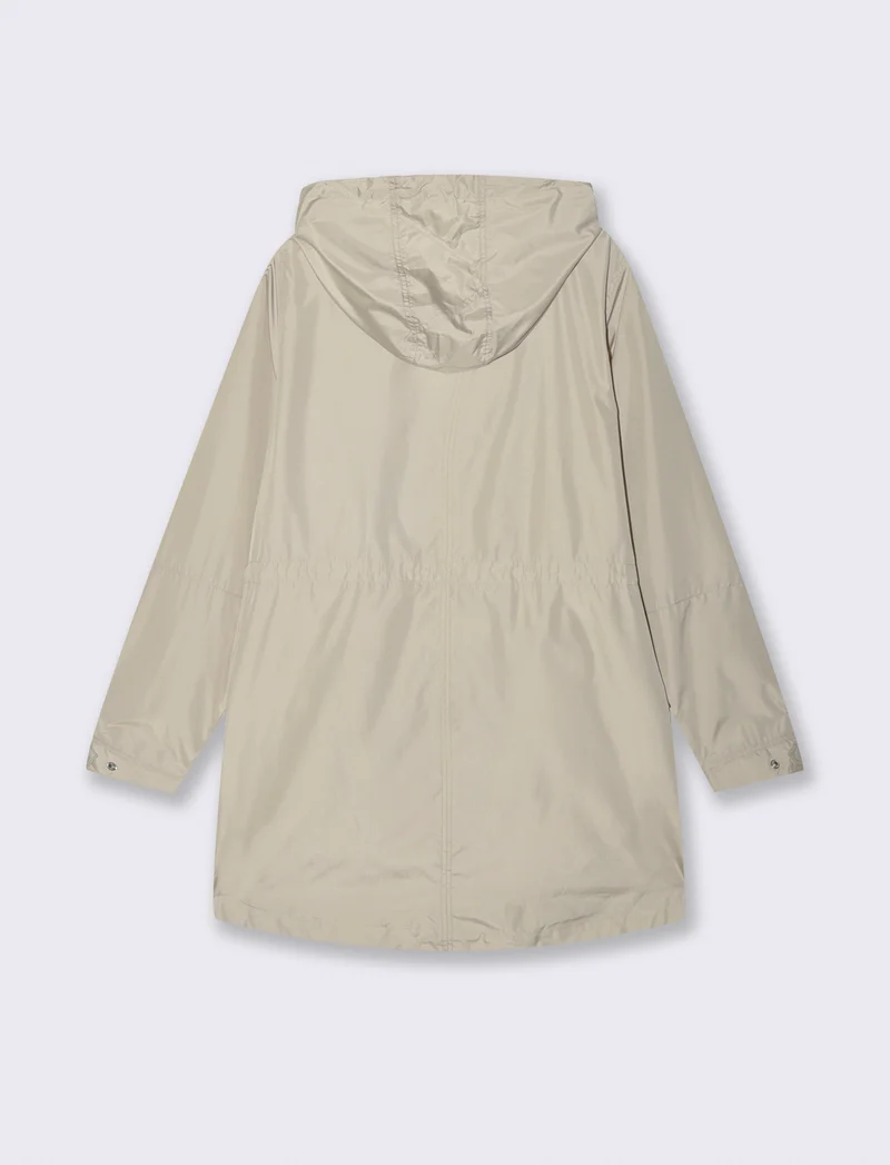 Parka Ripiegabile con Cappuccio e Zip - Beige grano