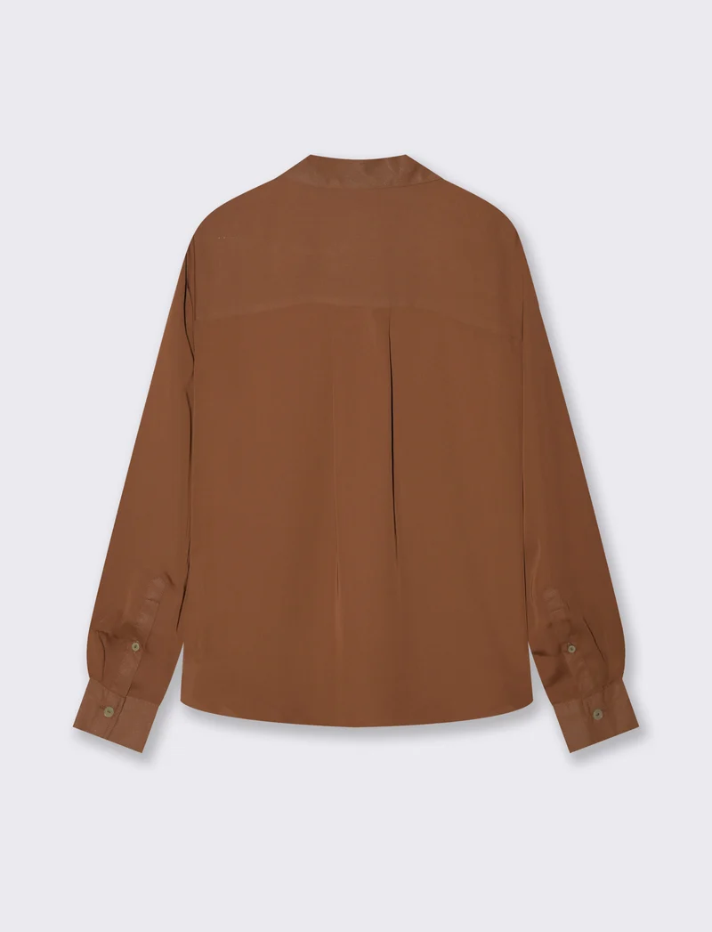 Camicia con Spacchi e Manica Lunga - Marrone