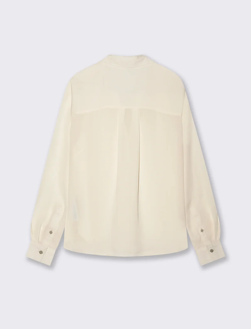 Camicia con Spacchi e Manica Lunga - Avorio