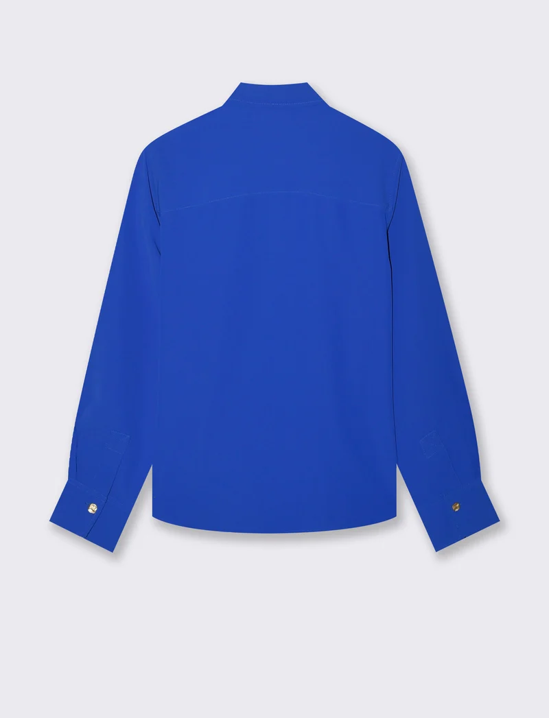 Camicia fluida manica lunga con bottoni dorati - Blu royal