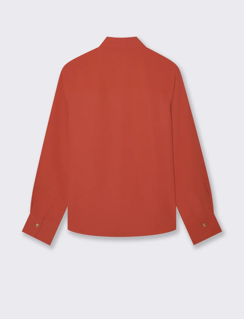 Camicia fluida manica lunga con bottoni dorati - Ruggine