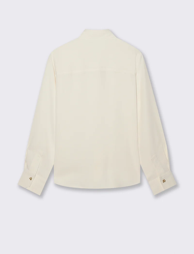 Camicia fluida manica lunga con bottoni dorati - Avorio