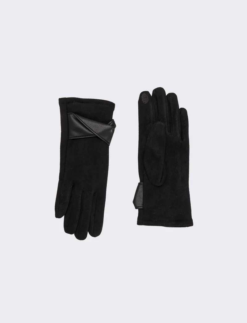 Guanti con incrocio in pvc donna - Nero
