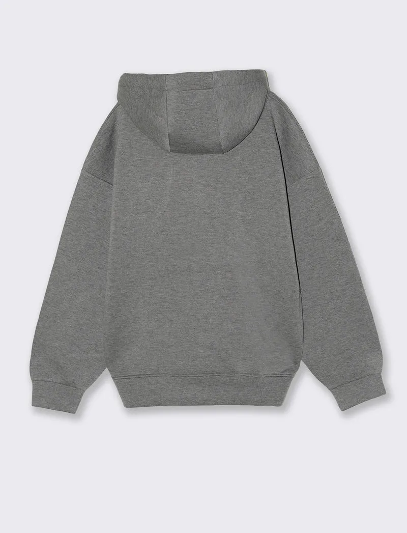 FELPA IN TESSUTO TECNICO CON CAPPUCCIO E CERNIERA - Grigio mel.