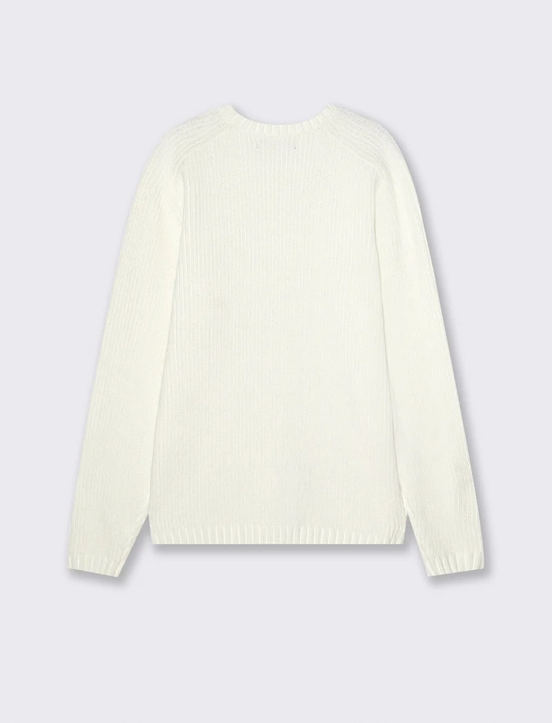 MAGLIA GIROCOLLO IN CINIGLIA A COSTE - Bianco