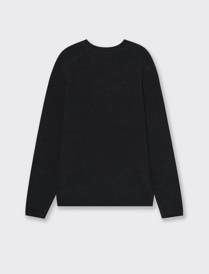 MAGLIA GIROCOLLO IN CINIGLIA A COSTE - Nero