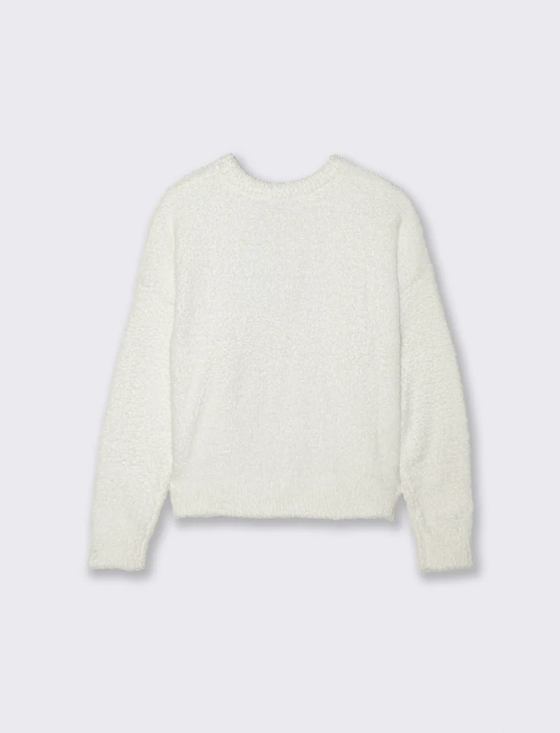 PULLOVER CON CUCITURA IN RILIEVO - Bianco latte