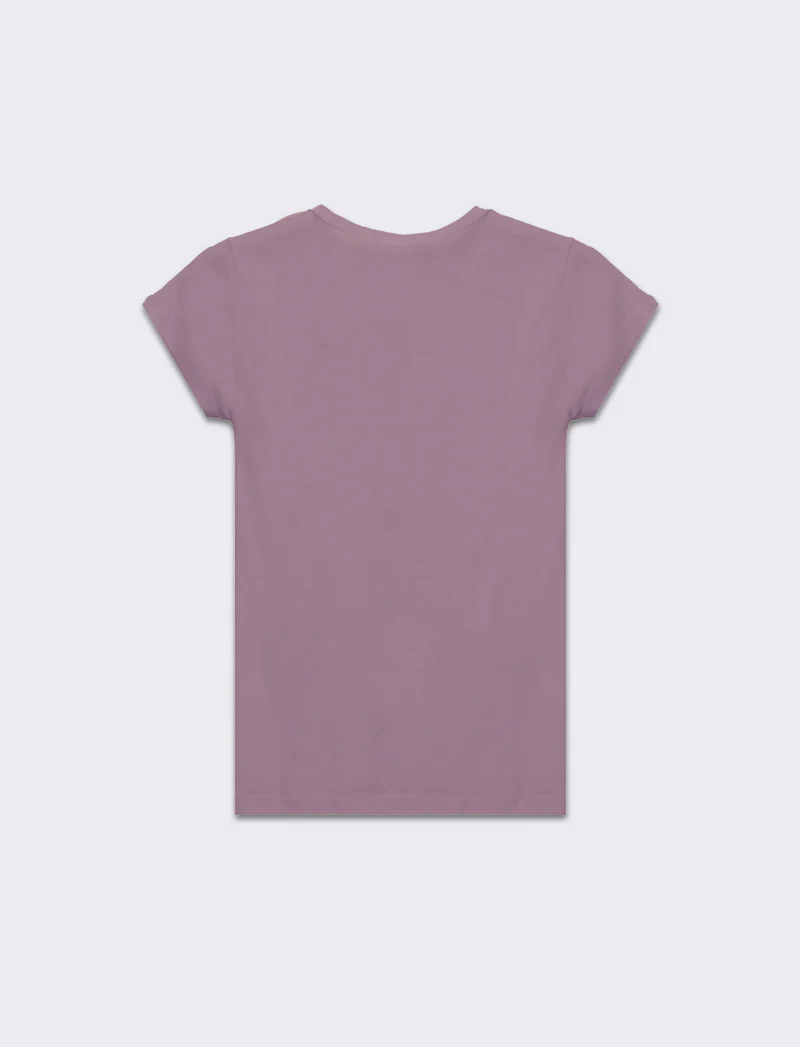T-shirt basica scollo a v da donna - Lilla
