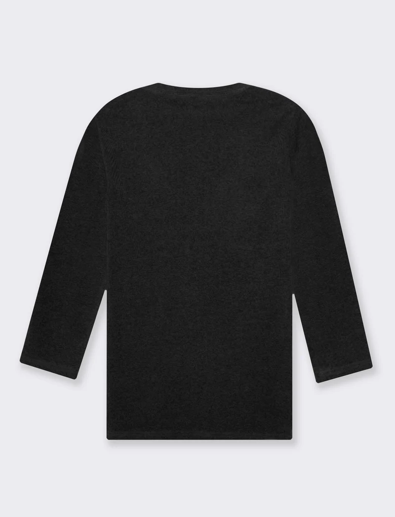 T-shirt basica scollo a v da donna - Nero