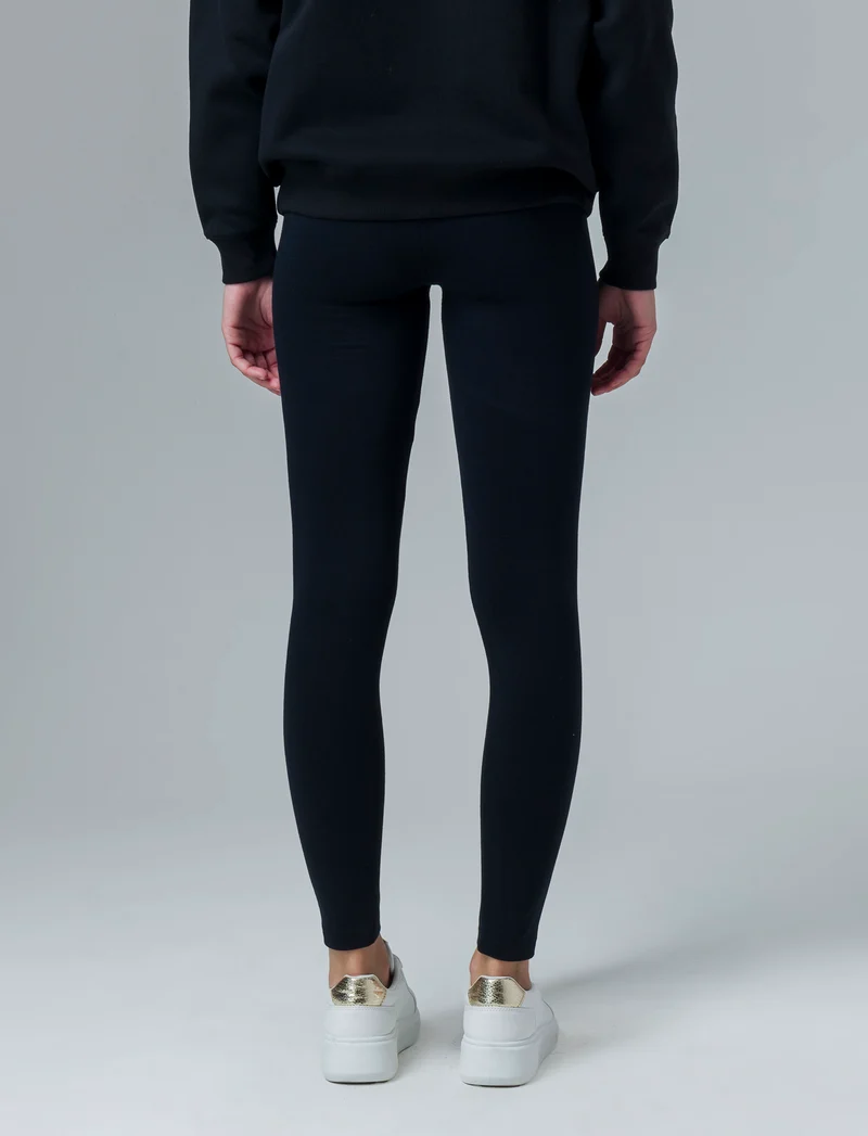 Leggins basico vita alta da donna - Nero