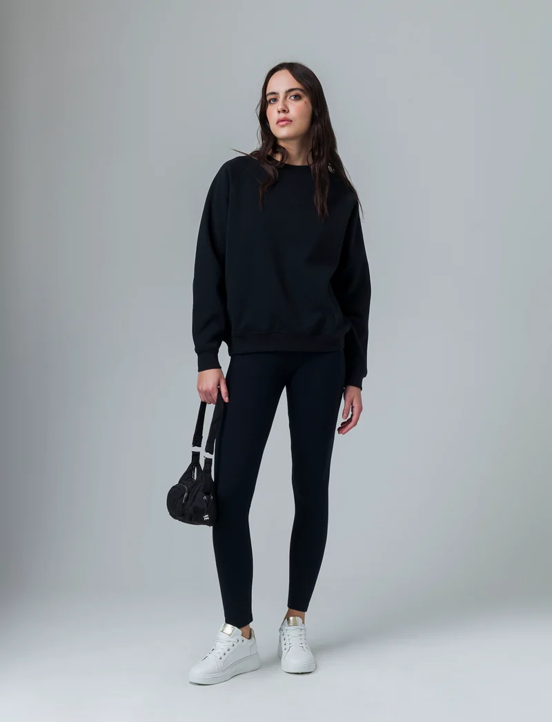 Leggins basico vita alta da donna - Nero