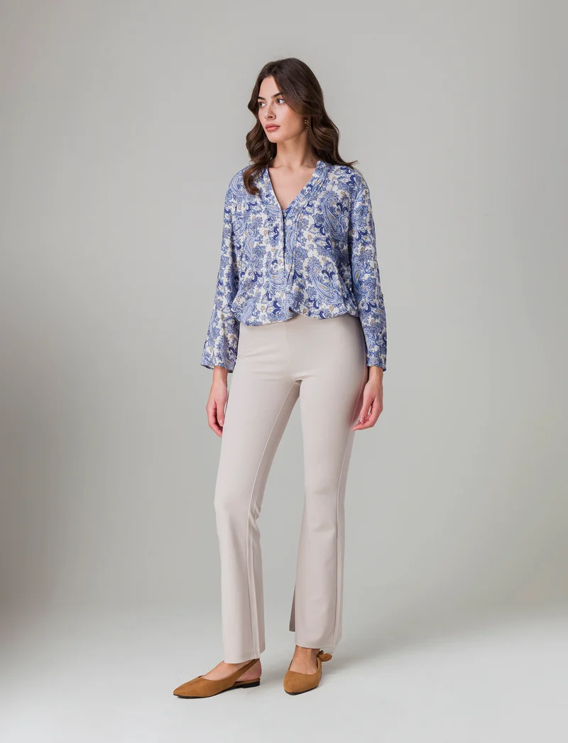 Pantalone basico flare da donna - Sabbia