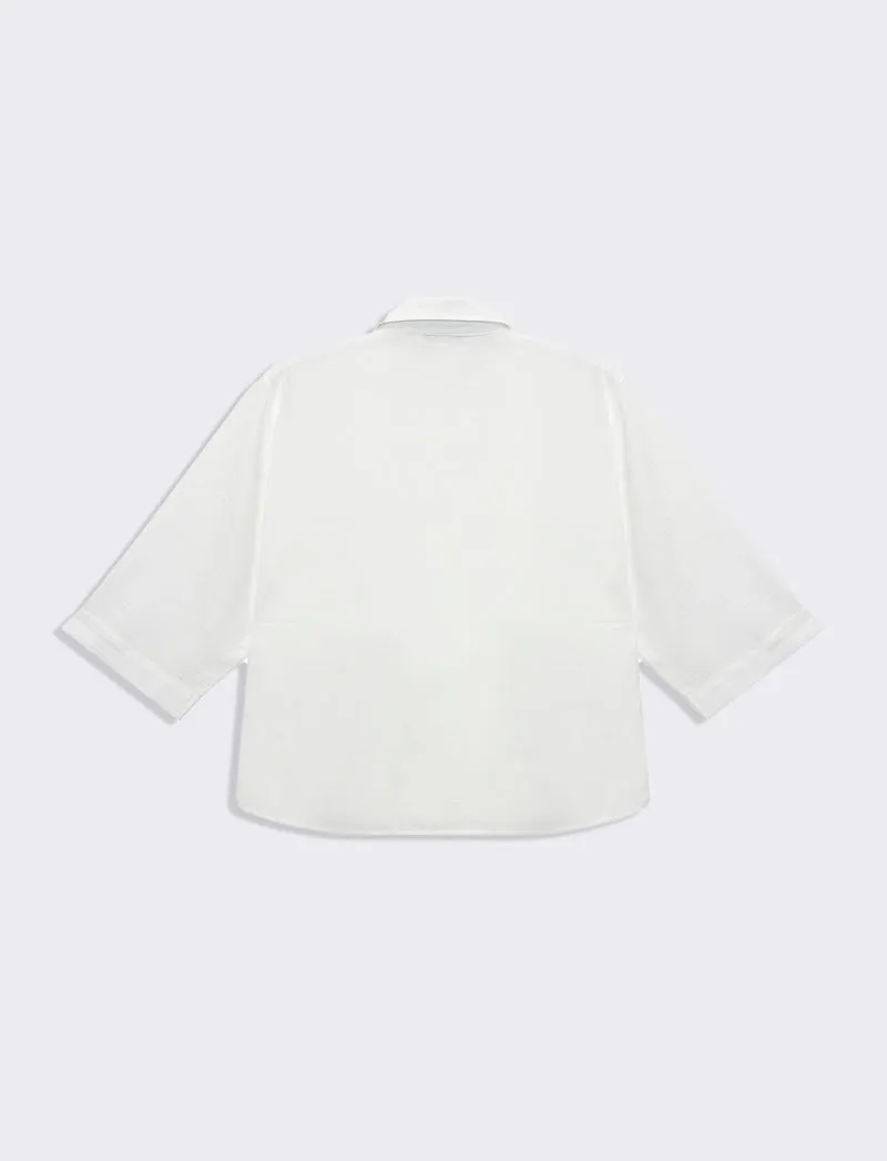 Camicia basica con maniche a 3/4 da donna - Bianco latte