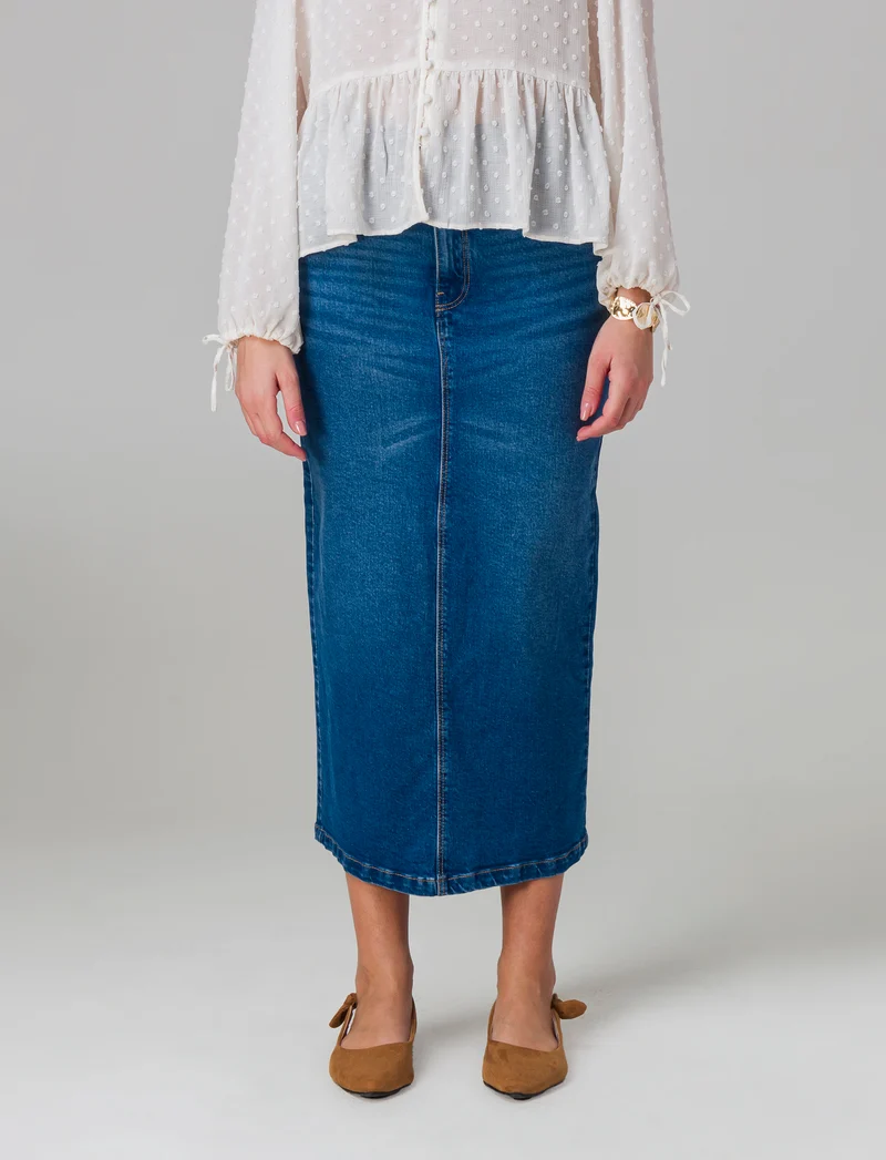 Longuette denim da donna - DENIM SCURO