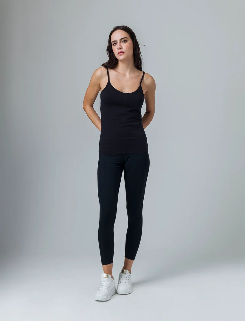 Leggings basico con tasca da donna - Nero