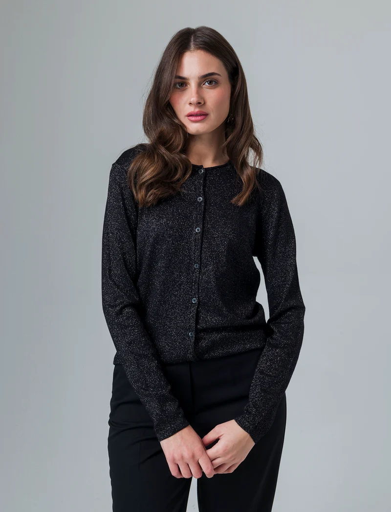 Cardigan manica lunga da donna - Nero