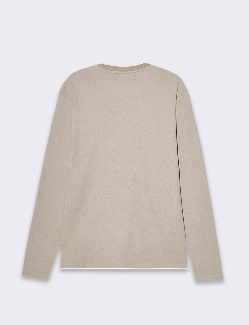 Maglia girocollo struttura jacquard da uomo - Sabbia