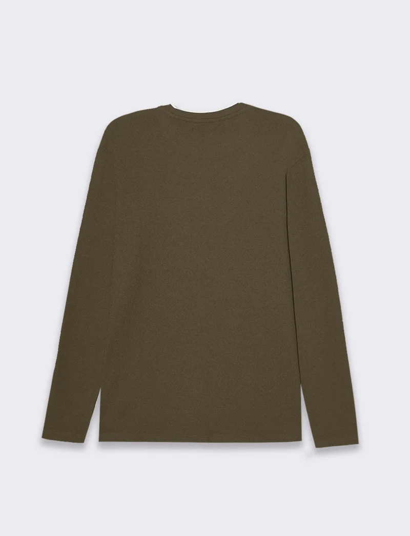Maglia girocollo struttura jacquard da uomo - Verde kaki