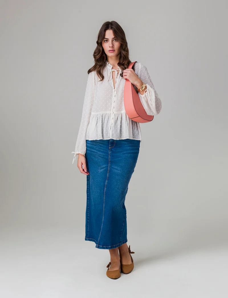 Camicia modello blusa da donna - Avorio