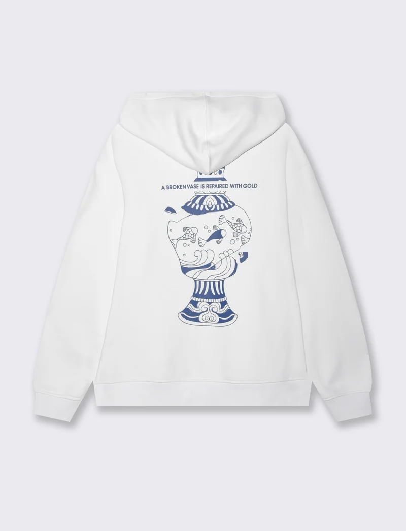 Felpa con stampe e cappuccio da uomo - Bianco