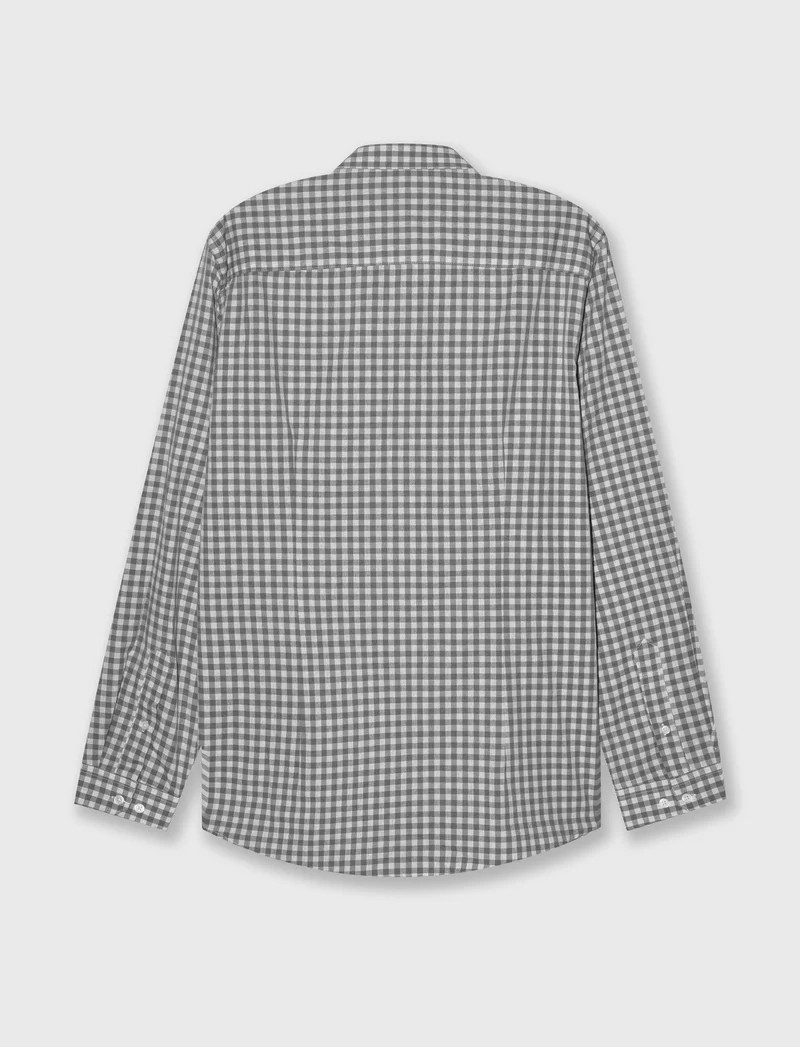 Camicia fantasia a quadri da uomo - Grigio fango