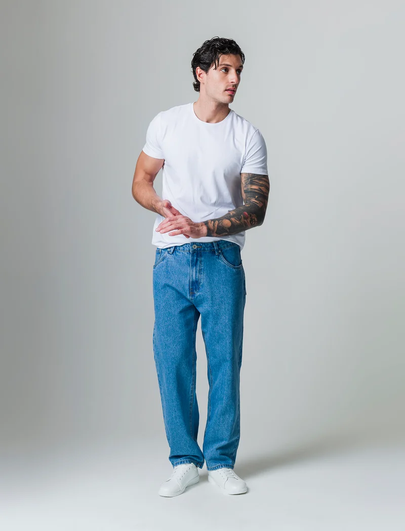 Jeans baggy fit blu medio da uomo - Denim