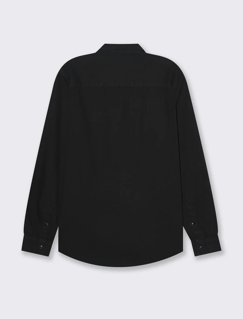 Camicia in denim con tasche da uomo - Nero