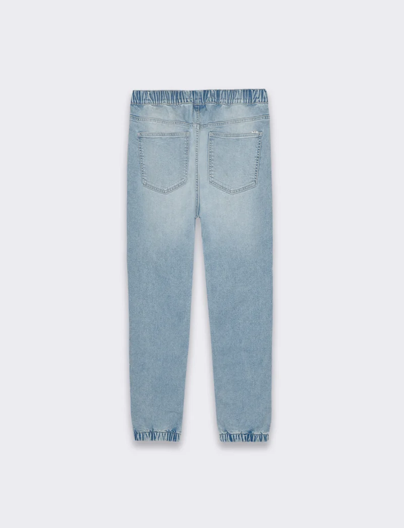 Jeans denim medio con vita jogger e strappi da uomo - Denim