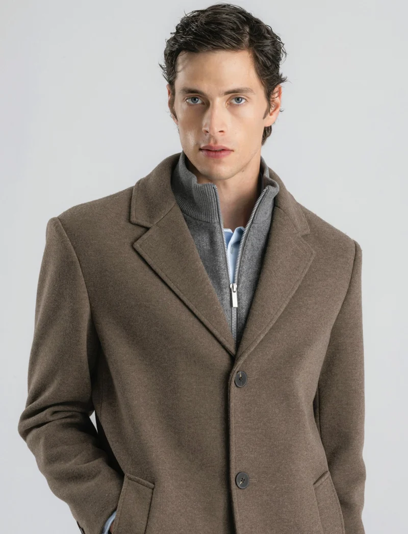 CAPPOTTO FINTO DOPPIO CAPO - Grigio fango