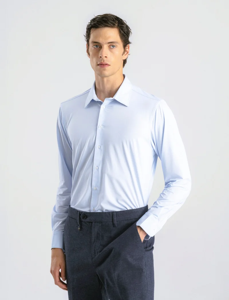 CAMICIA OPERATA FORMAL FIT - Celeste