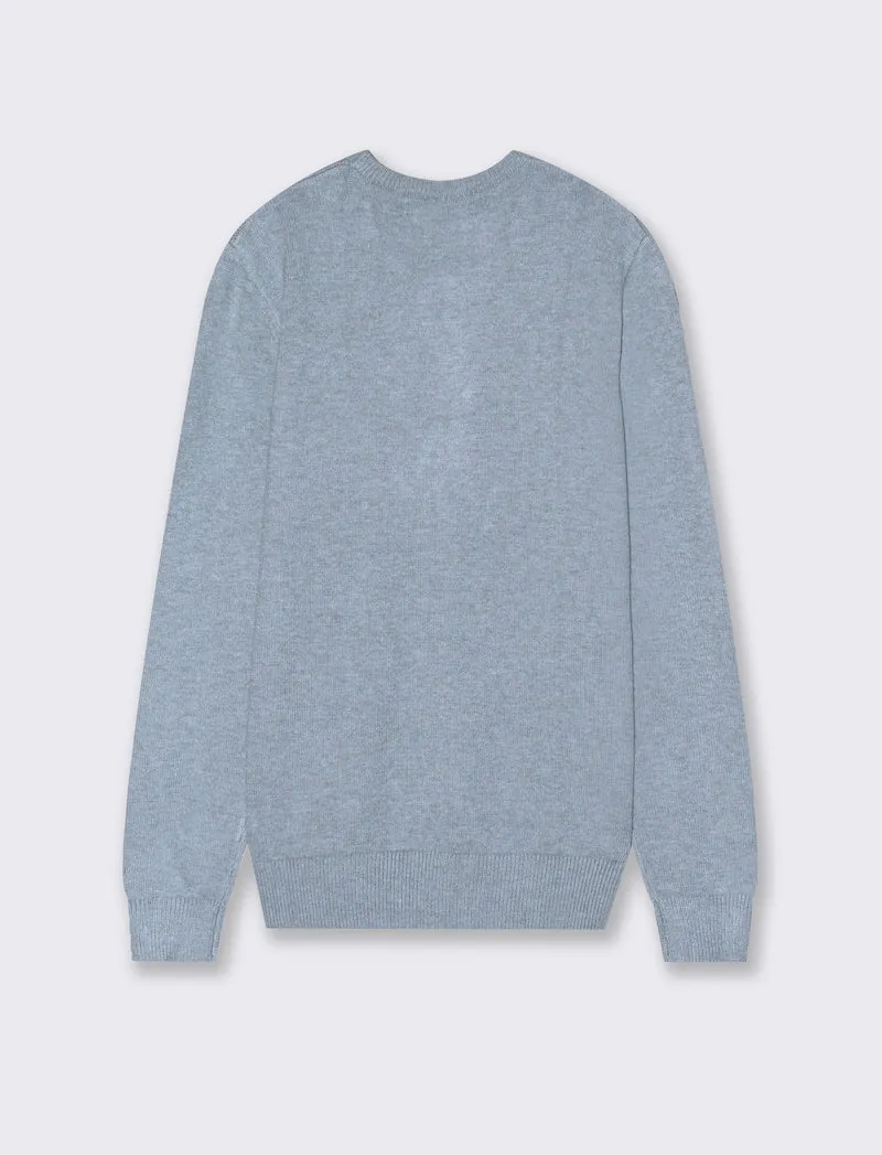MAGLIA GIROCOLLO FILATO PREMIUM - Celeste melange