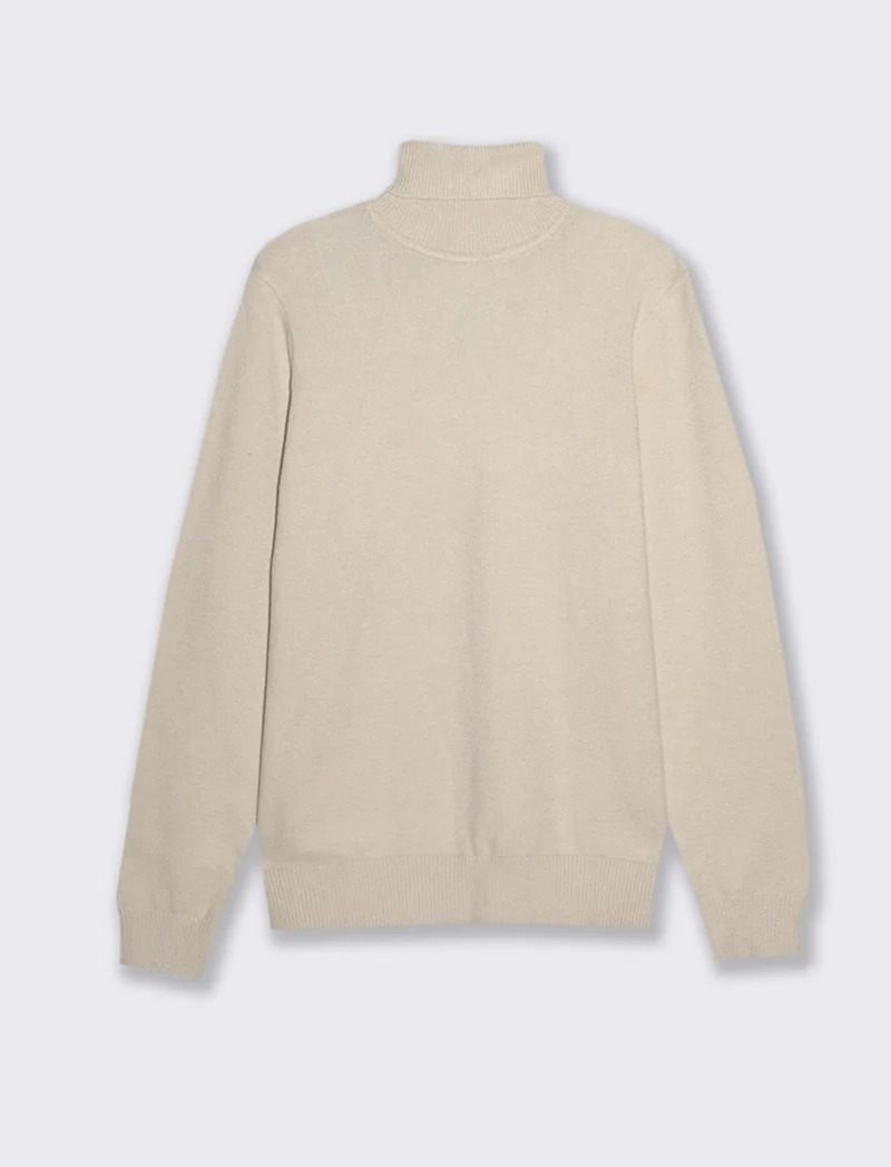 MAGLIA COLLO ALTO FILATO PREMIUM - Bianco