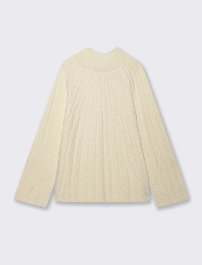MAXIPULLOVER A TRECCE - Avorio