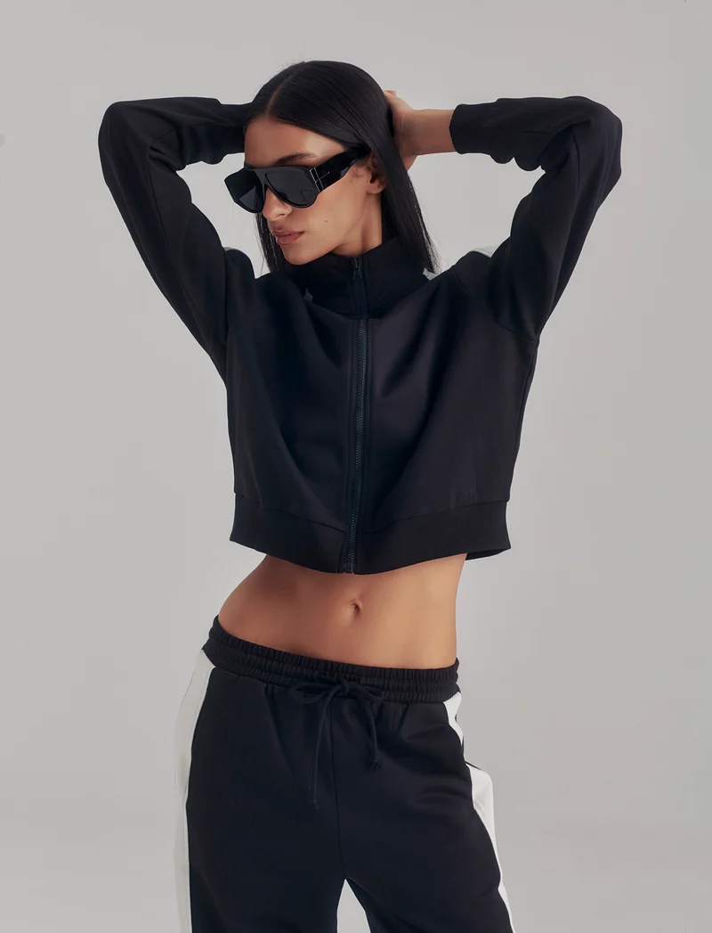 FELPA CON ZIP - Nero