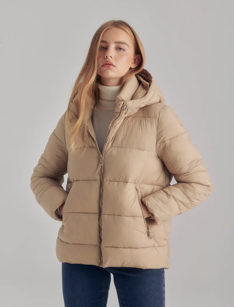 GIUBOTTO INBOTTITO CON CAPPUCCIO - Beige