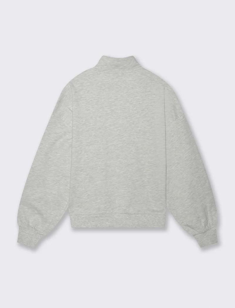 FELPA CON SCOLLO SERAFICO CON ZIP - Grigio chiaro mel.